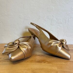 Comfortview Gold Bow Slingback Heels